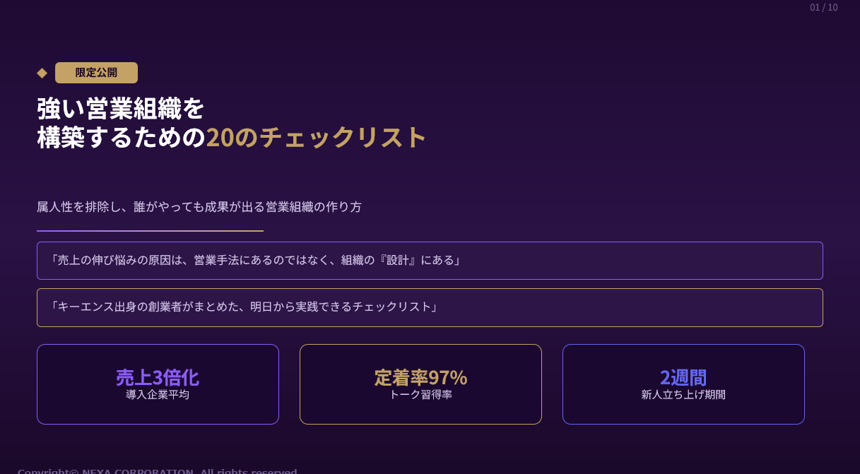 強い営業組織を構築するための20のチェックリスト