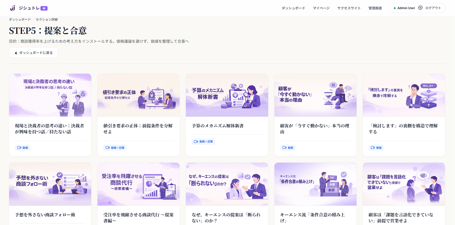 コンテンツ管理・学習画面